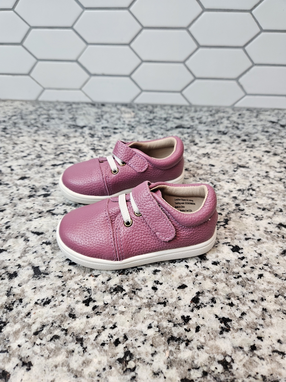 Monkey Feet Pink Leather-Look Sneakers for Kids